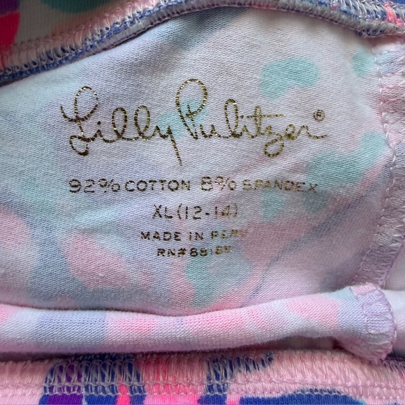 Lilly Pulitzer | Colony Coral Kids Youth Bright Pink Print Leggings XL 12-14 - Picture 5 of 5